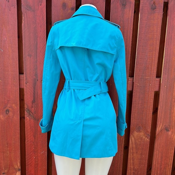 Michael Kors Blue Full Zip Belt Long Sleeve Trench Coat Size S - Picture 9 of 13